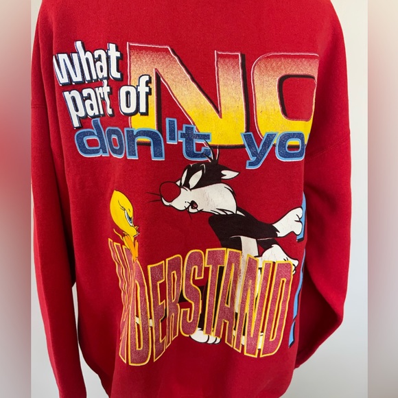 Vintage looney tunes Sylvester and tweety red Crewneck sweatshirt - Picture 4 of 10